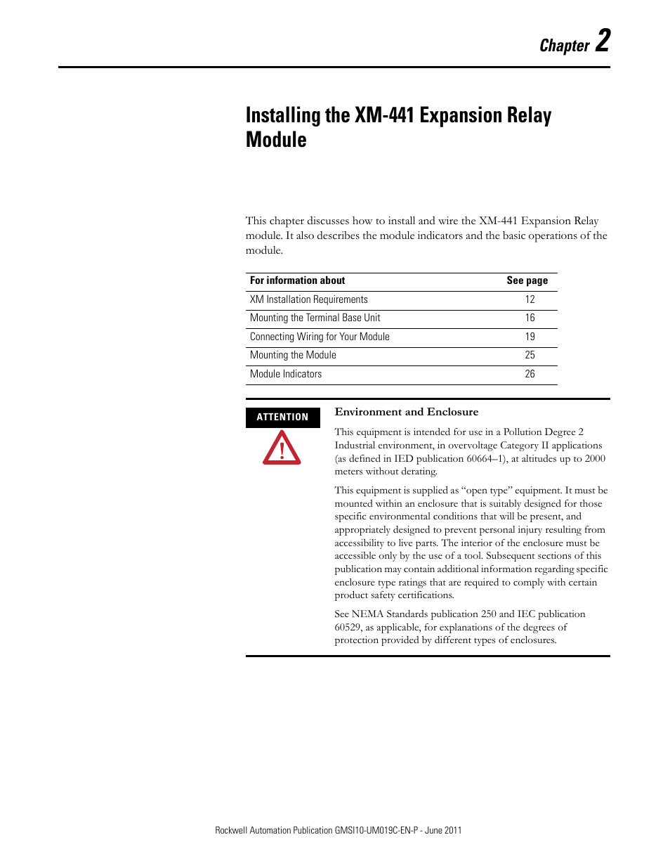2 - installing the xm-441 expansion relay module, Chapter 2, Installing the xm-441 expansion relay module | Chapter | Rockwell Automation 1440-REX00-04RD XM-441 Expansion Relay Module User Manual | Page 11 / 38
