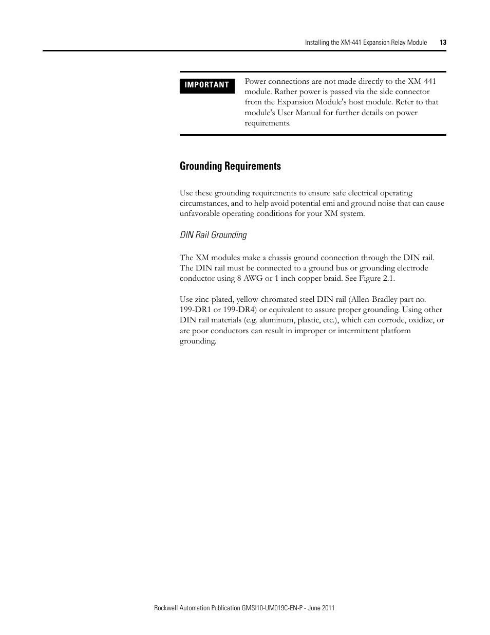 Grounding requirements | Rockwell Automation 1440-REX00-04RD XM-441 Expansion Relay Module User Manual | Page 13 / 38