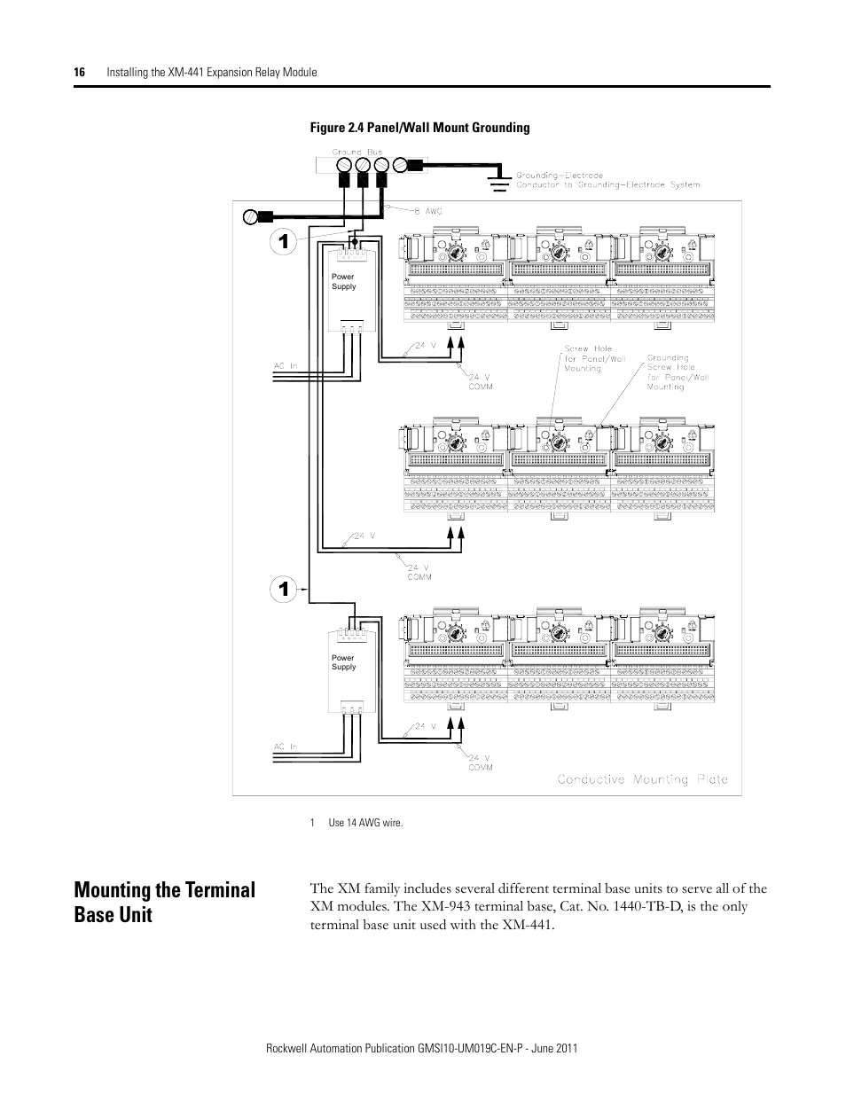 Mounting the terminal base unit | Rockwell Automation 1440-REX00-04RD XM-441 Expansion Relay Module User Manual | Page 16 / 38
