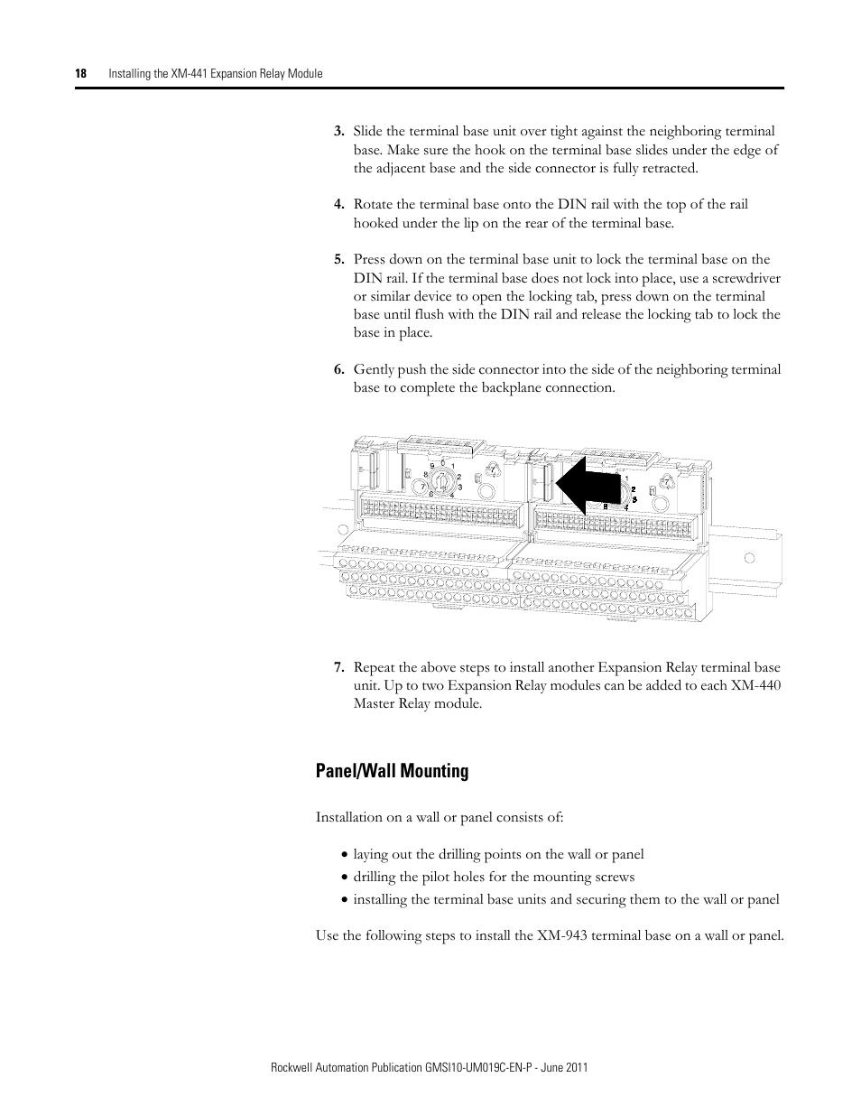 Panel/wall mounting | Rockwell Automation 1440-REX00-04RD XM-441 Expansion Relay Module User Manual | Page 18 / 38