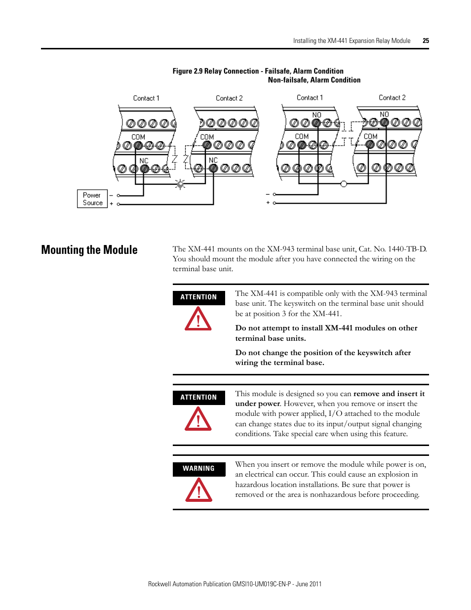 Mounting the module | Rockwell Automation 1440-REX00-04RD XM-441 Expansion Relay Module User Manual | Page 25 / 38