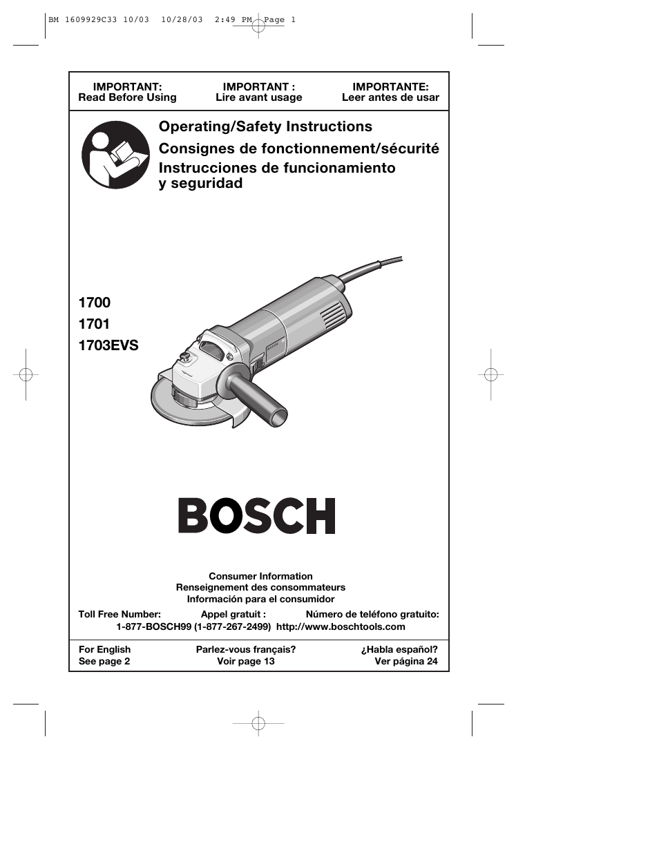 Bosch 1700 User Manual | 36 pages