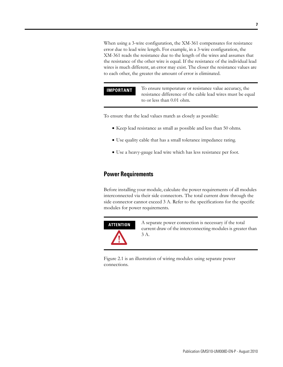 Power requirements | Rockwell Automation 1440-TTC06-00RE XM-362 Temperature Module User Manual | Page 15 / 127