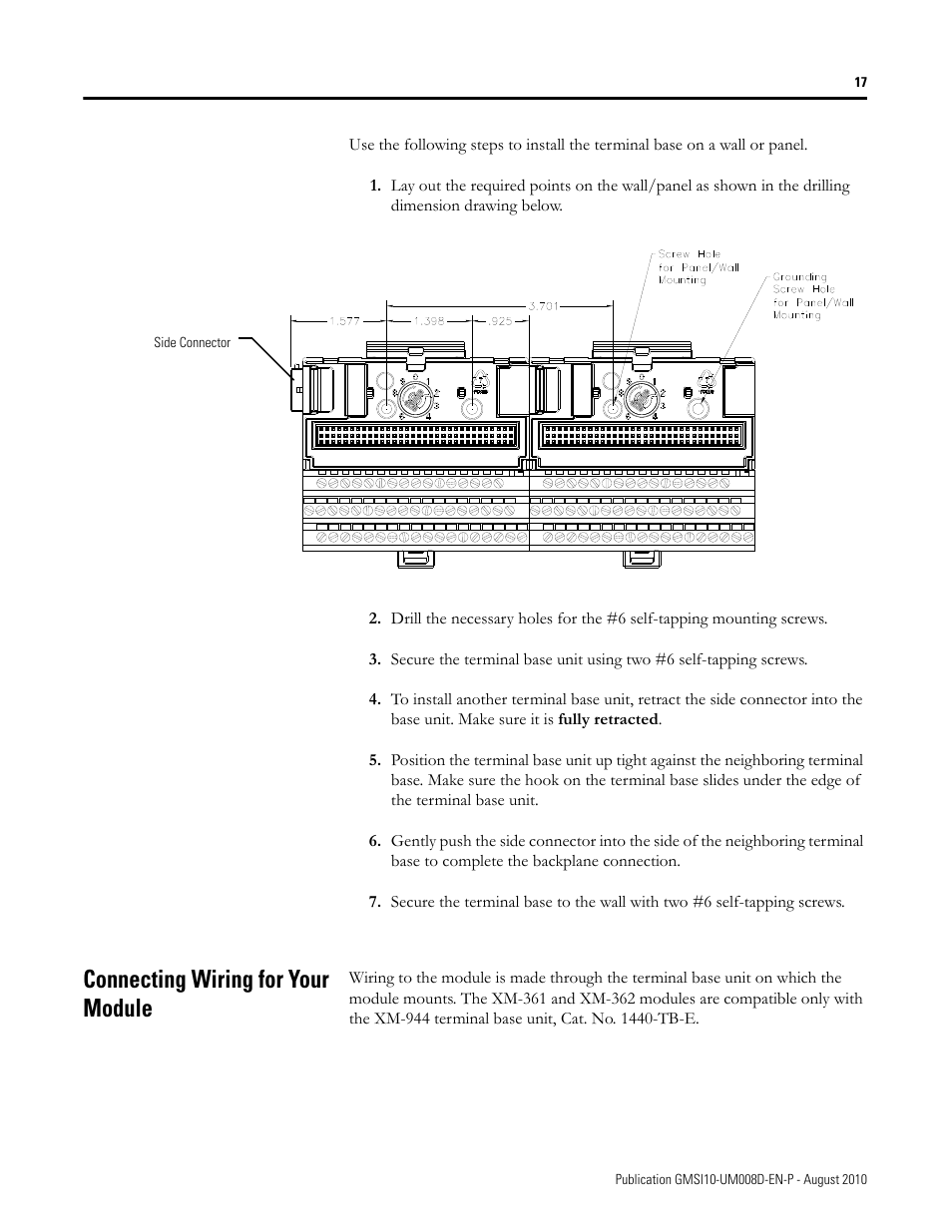 Connecting wiring for your module | Rockwell Automation 1440-TTC06-00RE XM-362 Temperature Module User Manual | Page 25 / 127