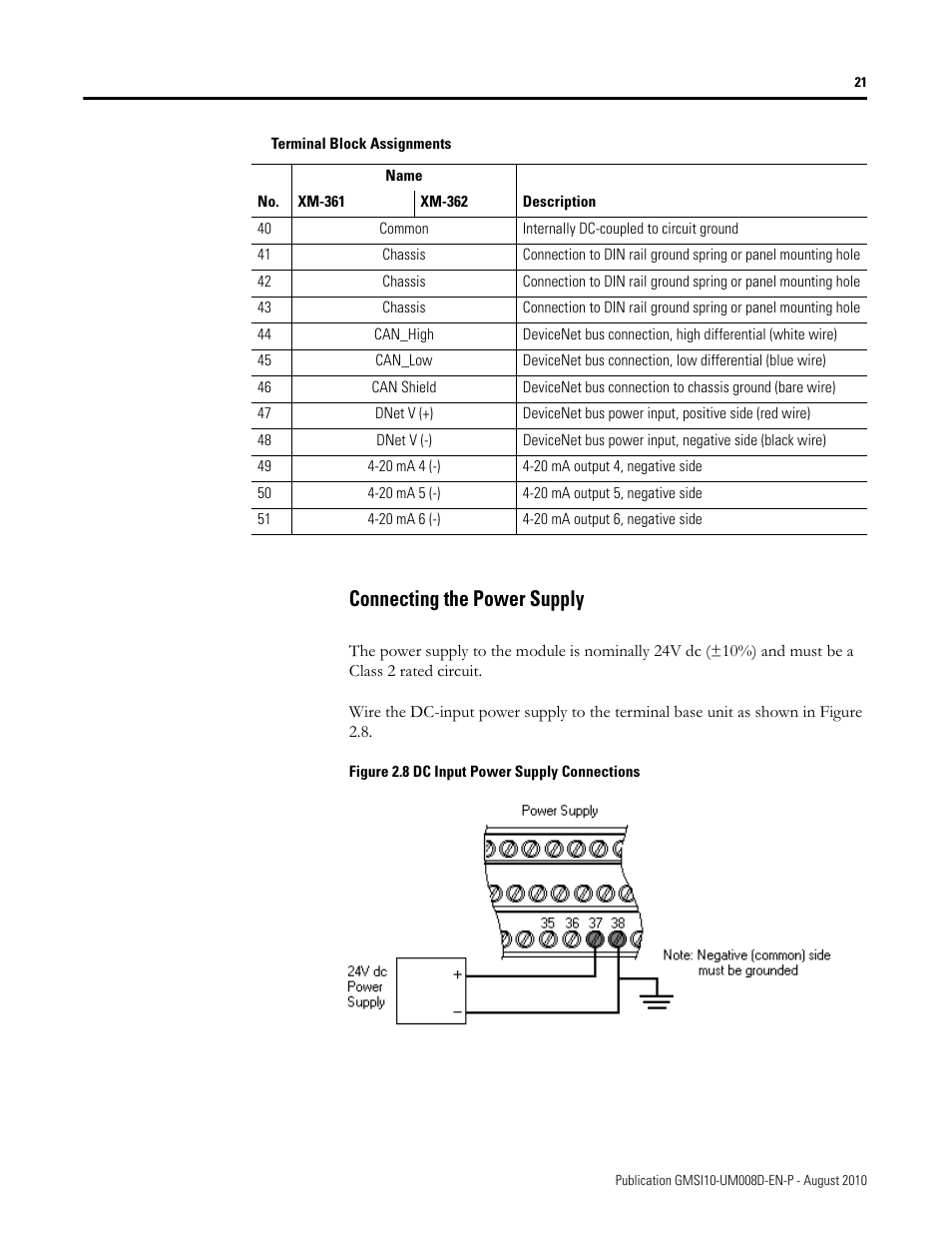 Connecting the power supply | Rockwell Automation 1440-TTC06-00RE XM-362 Temperature Module User Manual | Page 29 / 127