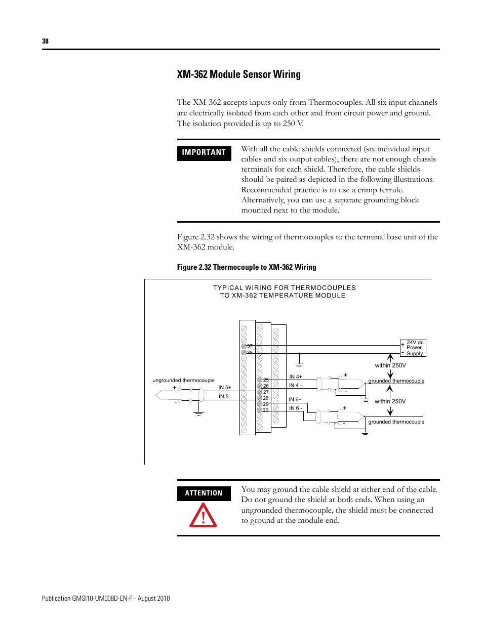 Xm-362 module sensor wiring | Rockwell Automation 1440-TTC06-00RE XM-362 Temperature Module User Manual | Page 46 / 127