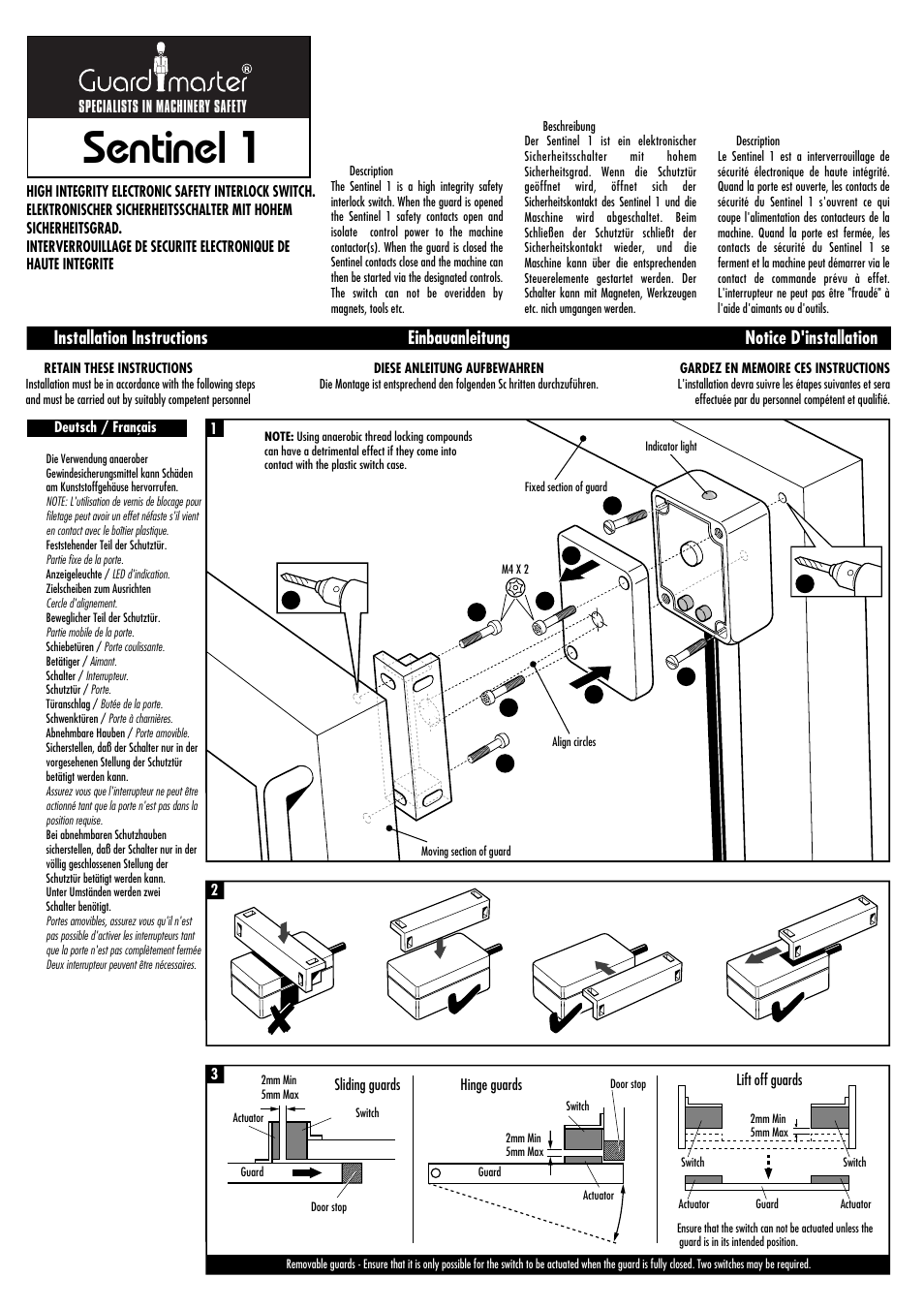 Rockwell Automation Sentinel 1 High Integrity Electronic Safety Interlock Switch User Manual | 4 pages