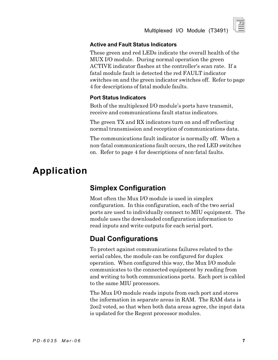 Application, Simplex configuration, Dual configurations | Rockwell Automation T3491 ICS Regent Multiplexed I/O Modules User Manual | Page 7 / 19