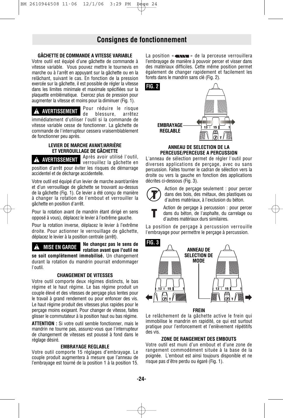 Consignes de fonctionnement | Bosch 18636 User Manual | Page 24 / 48