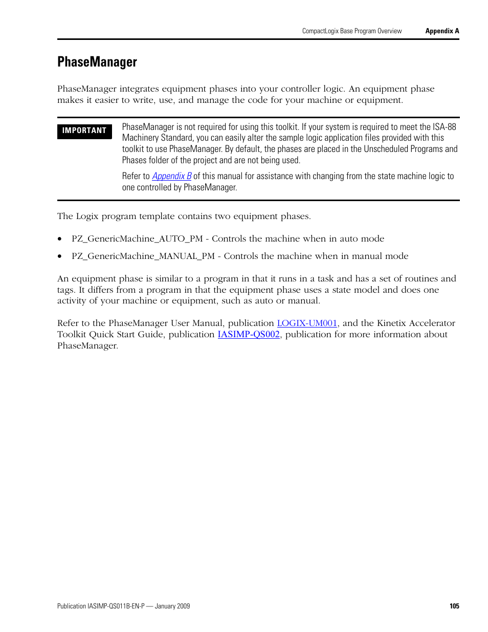 Phasemanager | Rockwell Automation 2098 CompactLogix Indexing Motion Accelerator Toolkit Quick Start User Manual | Page 105 / 136