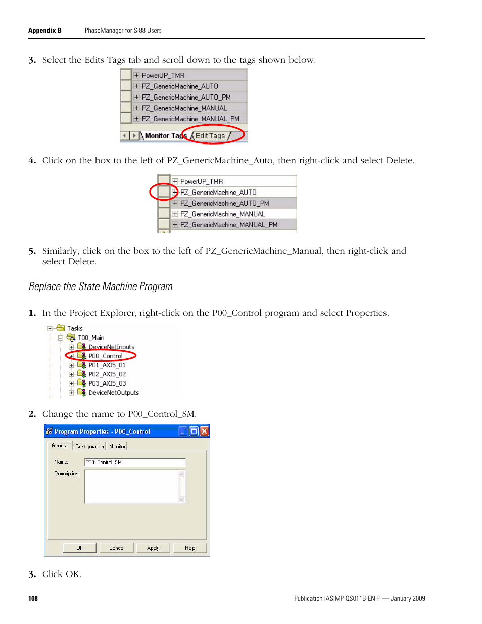 Replace the state machine program | Rockwell Automation 2098 CompactLogix Indexing Motion Accelerator Toolkit Quick Start User Manual | Page 108 / 136