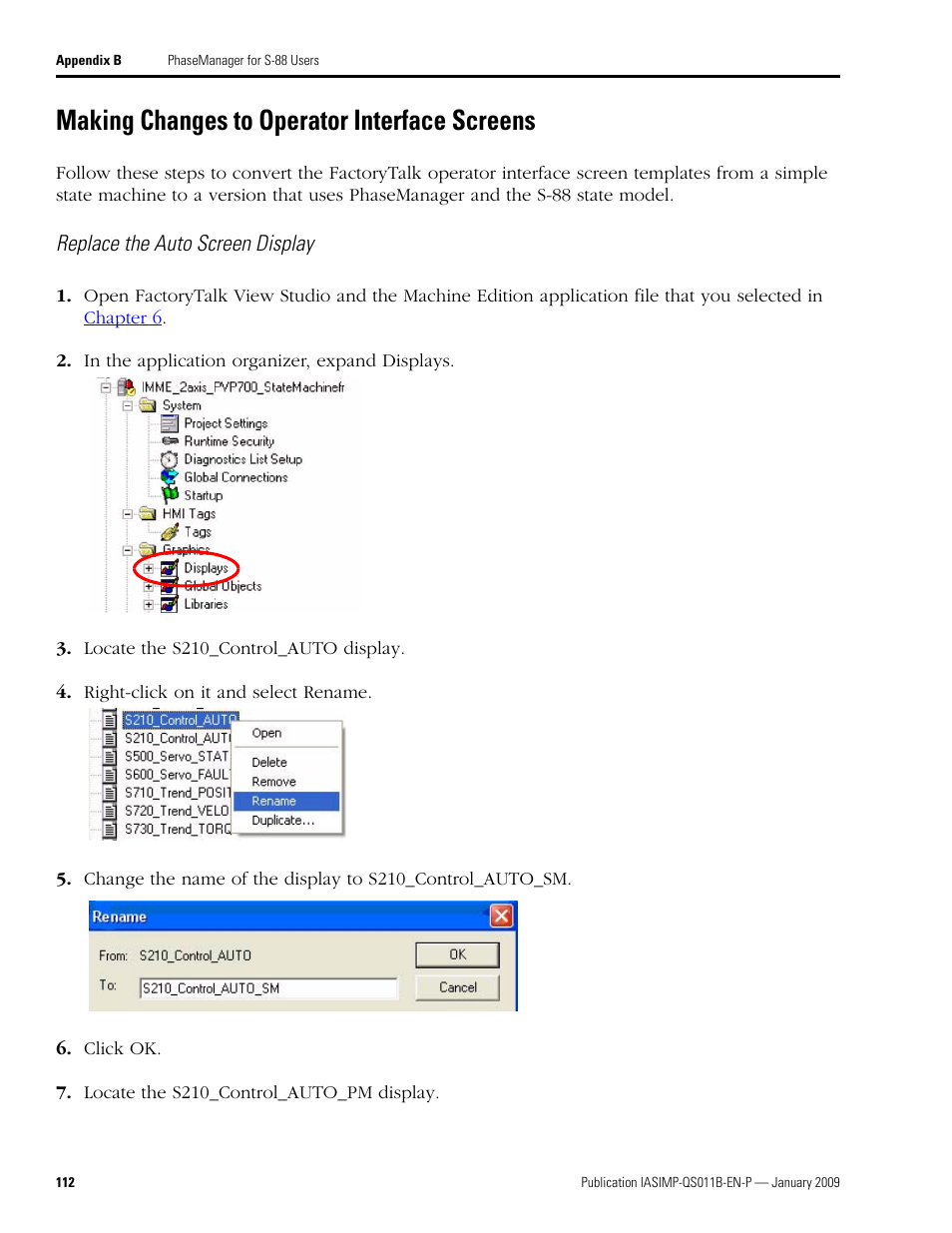 Making changes to operator interface screens | Rockwell Automation 2098 CompactLogix Indexing Motion Accelerator Toolkit Quick Start User Manual | Page 112 / 136