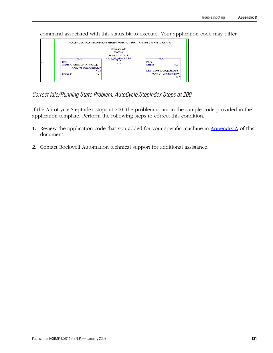 Rockwell Automation 2098 CompactLogix Indexing Motion Accelerator Toolkit Quick Start User Manual | Page 131 / 136