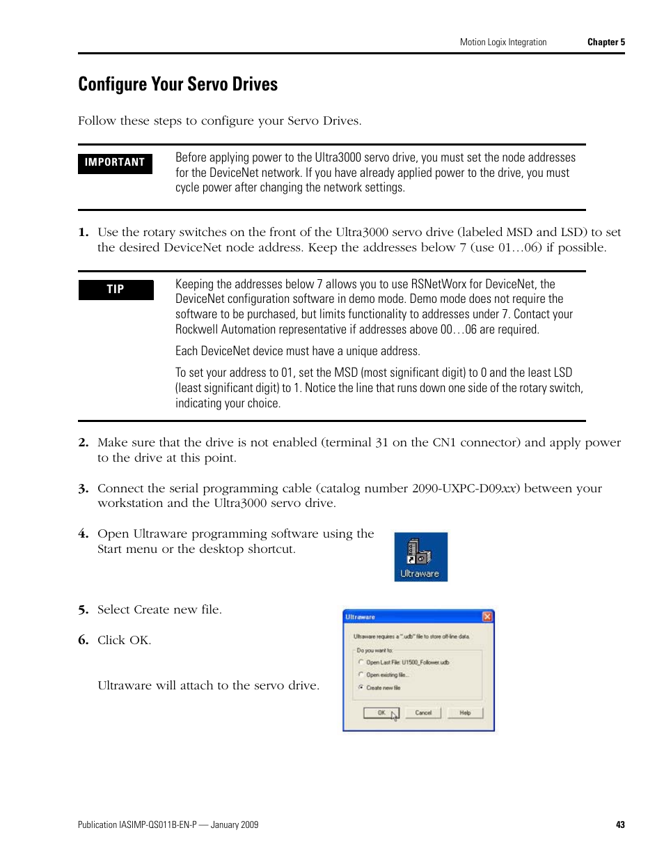 Configure your servo drives, Configure your, Servo drives | Rockwell Automation 2098 CompactLogix Indexing Motion Accelerator Toolkit Quick Start User Manual | Page 43 / 136