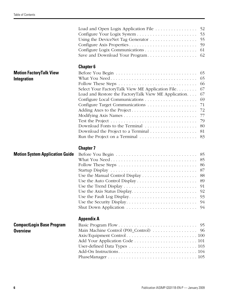 Rockwell Automation 2098 CompactLogix Indexing Motion Accelerator Toolkit Quick Start User Manual | Page 6 / 136