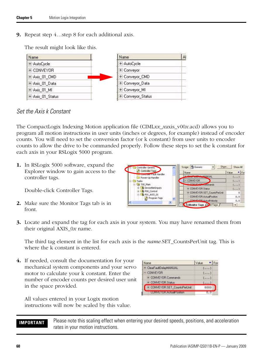 Set the axis k constant | Rockwell Automation 2098 CompactLogix Indexing Motion Accelerator Toolkit Quick Start User Manual | Page 60 / 136