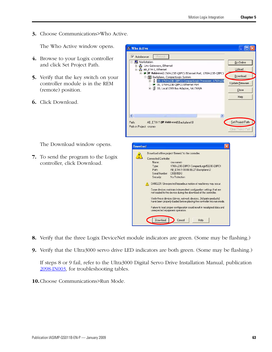 Rockwell Automation 2098 CompactLogix Indexing Motion Accelerator Toolkit Quick Start User Manual | Page 63 / 136