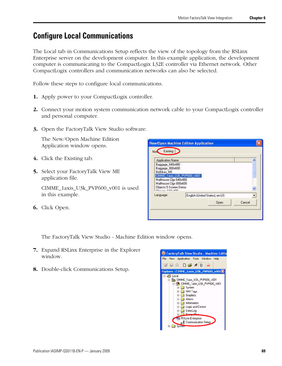 Configure local communications, Configure local, Communications | Rockwell Automation 2098 CompactLogix Indexing Motion Accelerator Toolkit Quick Start User Manual | Page 69 / 136