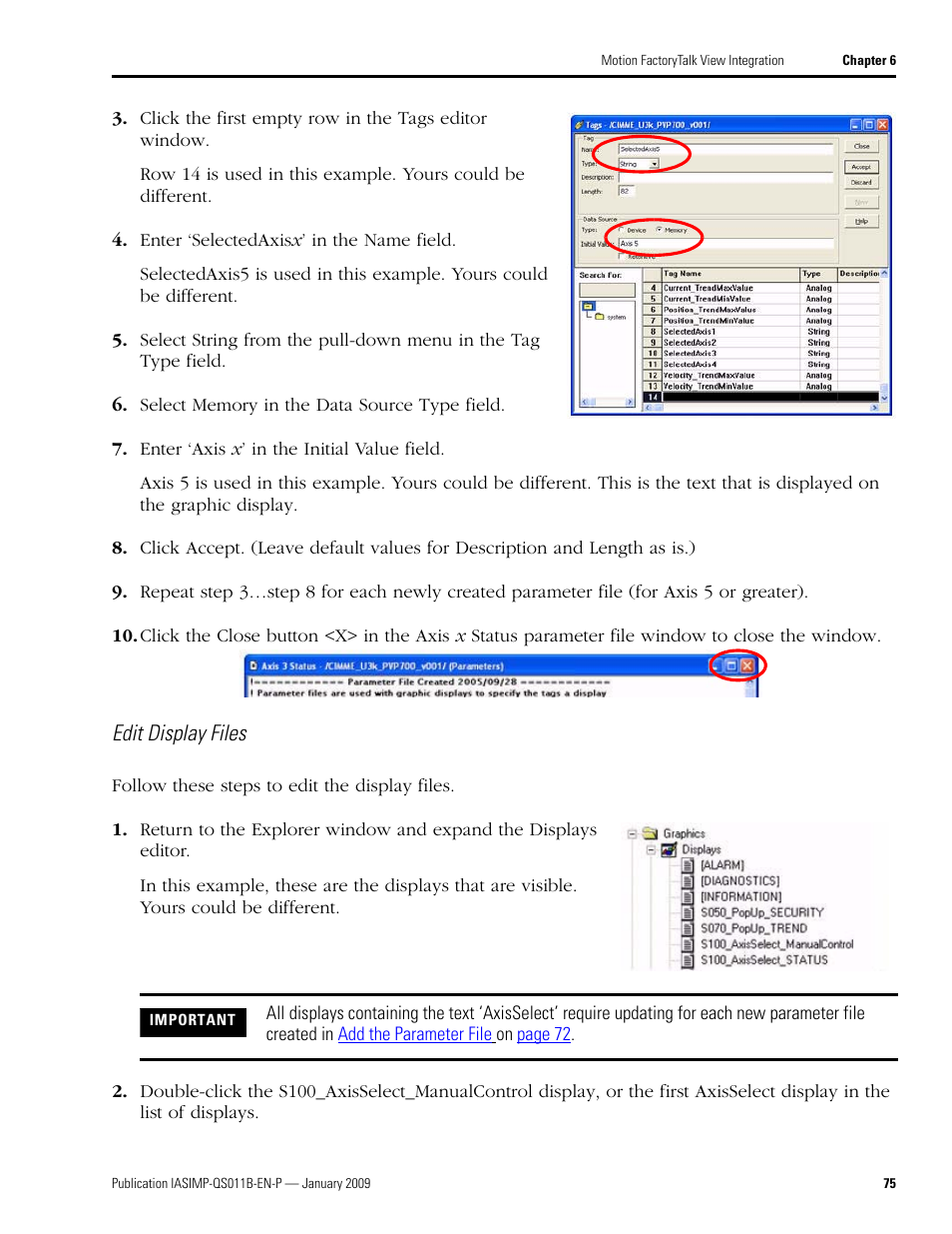 Edit display files | Rockwell Automation 2098 CompactLogix Indexing Motion Accelerator Toolkit Quick Start User Manual | Page 75 / 136