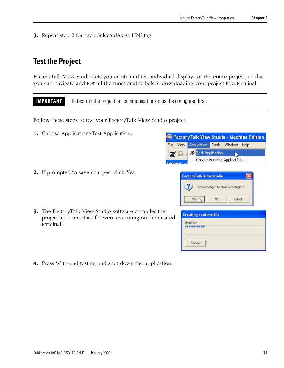 Test the project | Rockwell Automation 2098 CompactLogix Indexing Motion Accelerator Toolkit Quick Start User Manual | Page 79 / 136