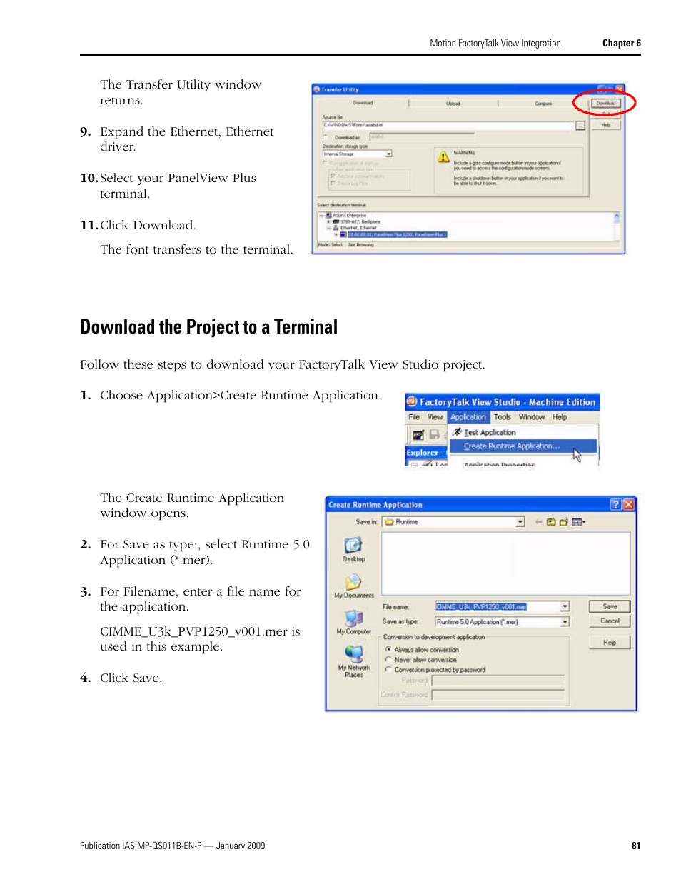 Download the project to a terminal, Download the project, To a terminal | Rockwell Automation 2098 CompactLogix Indexing Motion Accelerator Toolkit Quick Start User Manual | Page 81 / 136