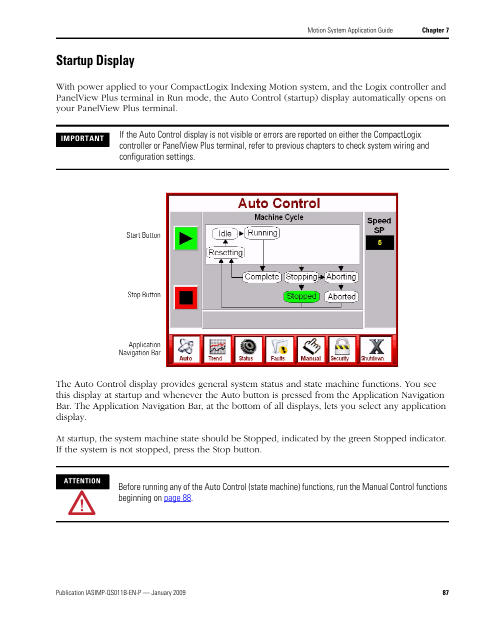 Startup display | Rockwell Automation 2098 CompactLogix Indexing Motion Accelerator Toolkit Quick Start User Manual | Page 87 / 136