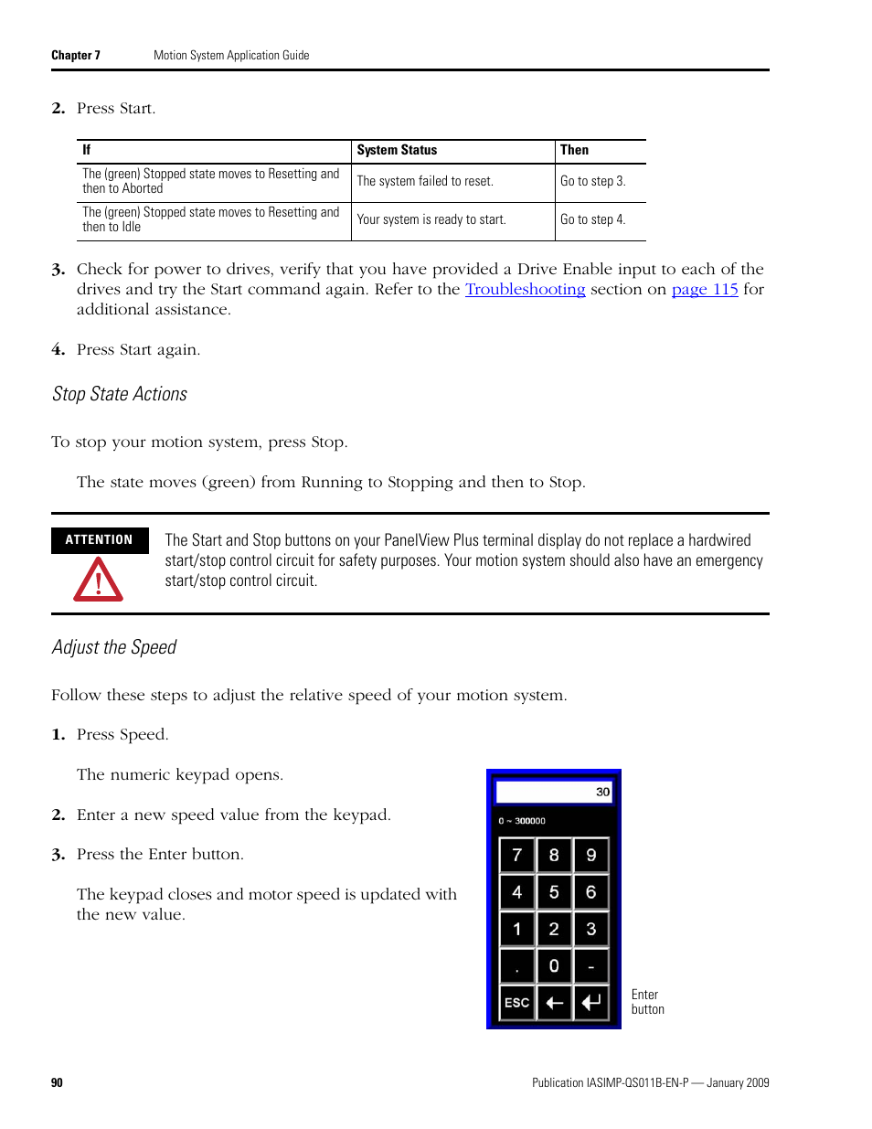 Stop state actions, Adjust the speed | Rockwell Automation 2098 CompactLogix Indexing Motion Accelerator Toolkit Quick Start User Manual | Page 90 / 136