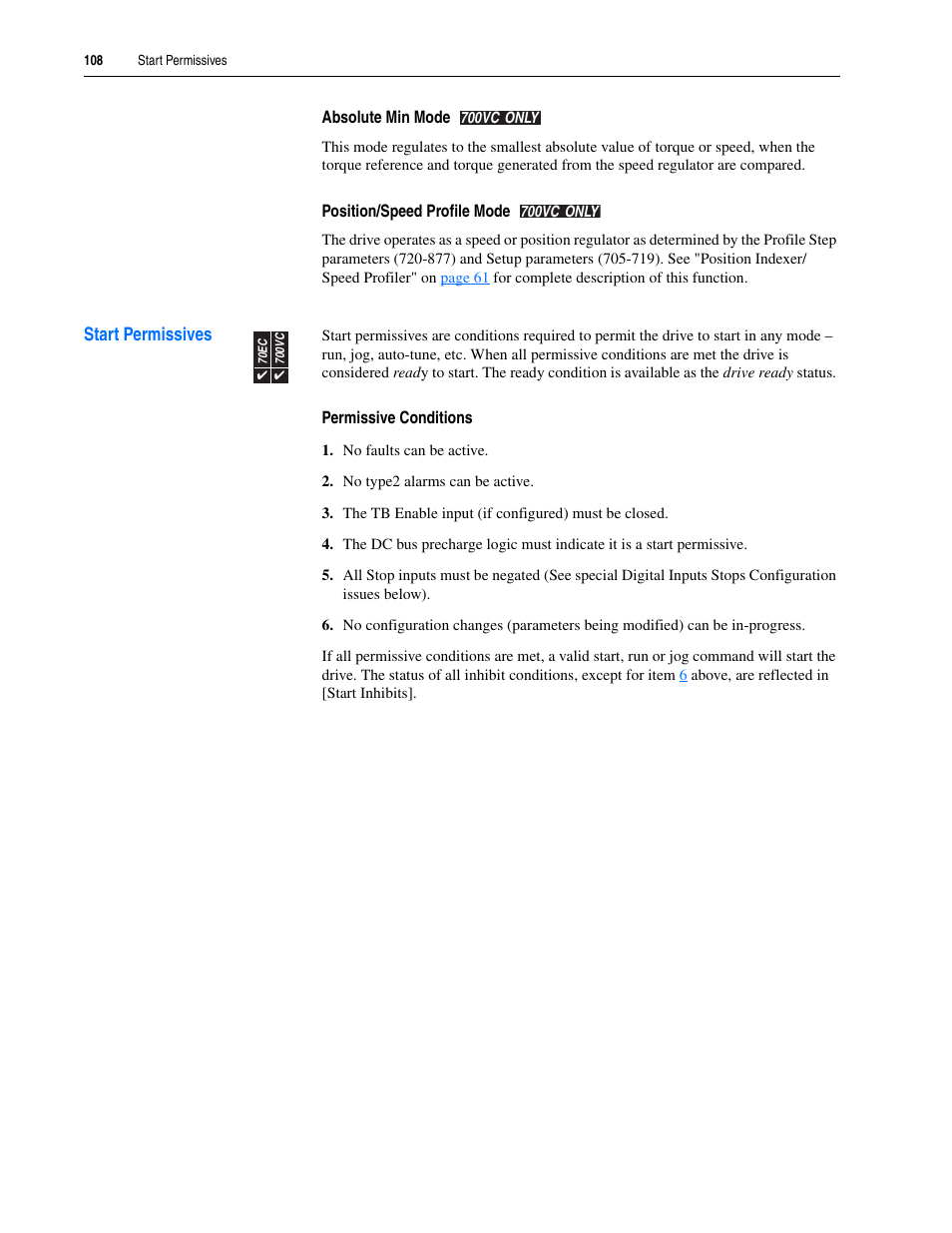 Start permissives | Rockwell Automation 20A PowerFlex 70EC/700VC User Manual | Page 112 / 170