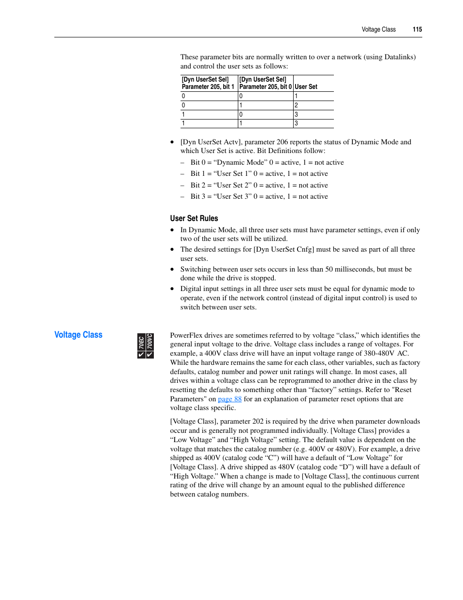 Voltage class | Rockwell Automation 20A PowerFlex 70EC/700VC User Manual | Page 119 / 170