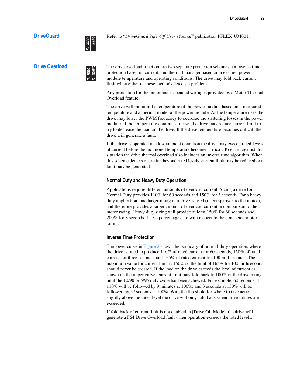 Driveguard, Drive overload, Driveguard drive overload | Rockwell Automation 20A PowerFlex 70EC/700VC User Manual | Page 43 / 170