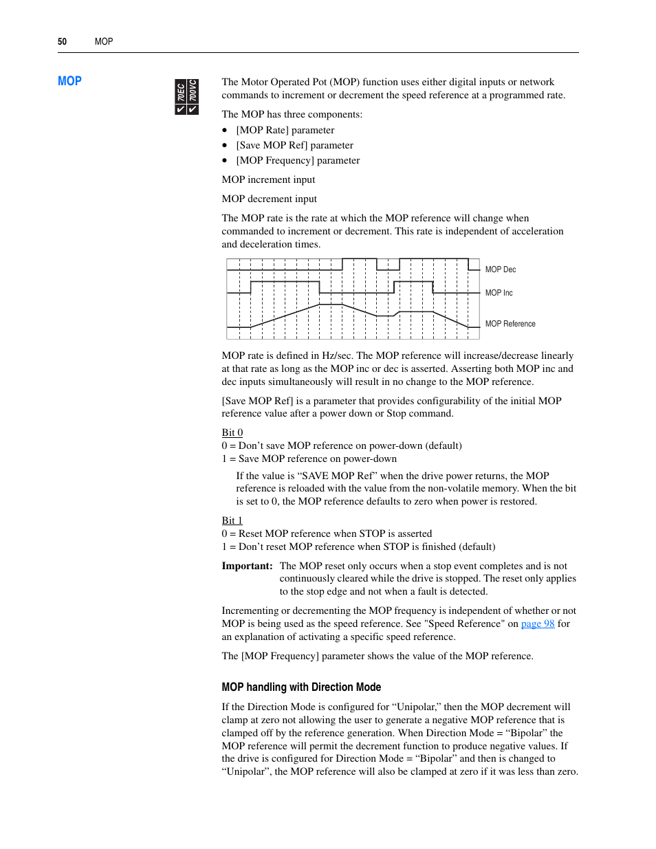 Mop" on | Rockwell Automation 20A PowerFlex 70EC/700VC User Manual | Page 54 / 170