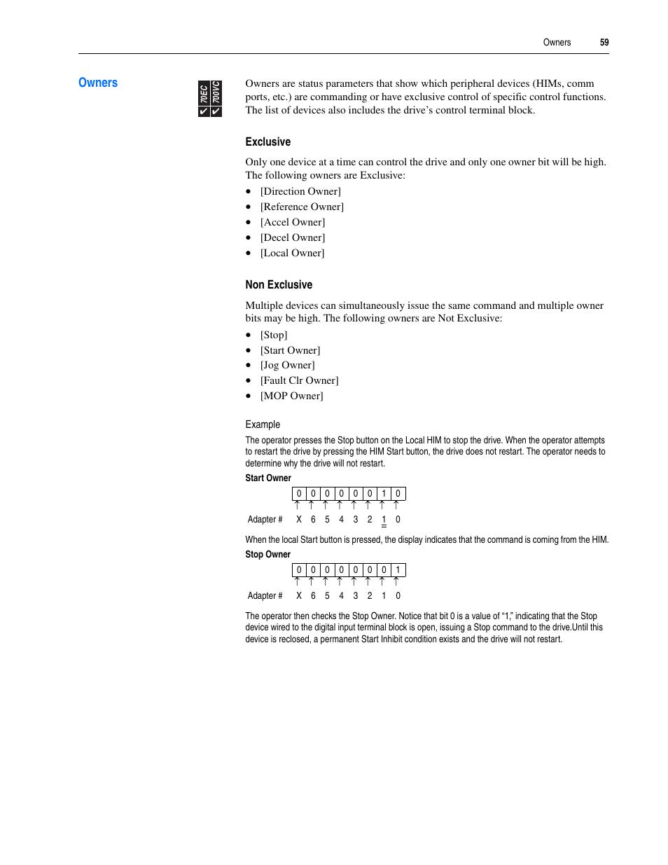 Owners | Rockwell Automation 20A PowerFlex 70EC/700VC User Manual | Page 63 / 170