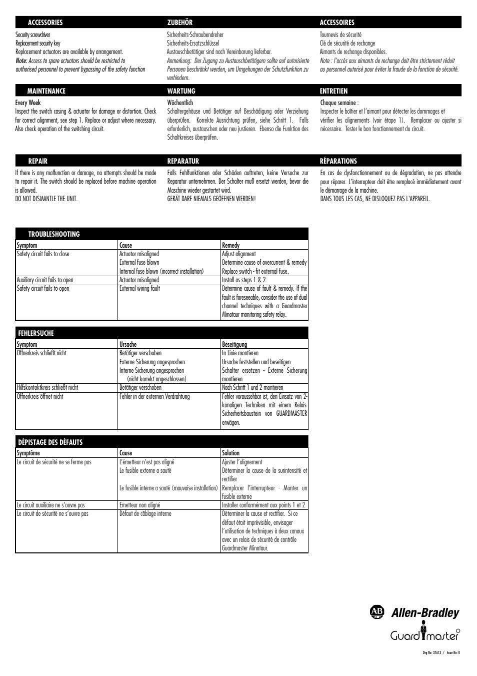 Rockwell Automation FERROGARD GD2 Magnetically Actuated Interlock Switch User Manual | Page 4 / 4