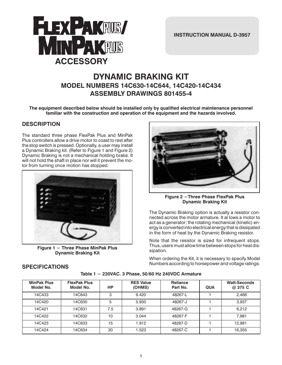 Rockwell Automation FlexPak Plus DB Kit 14C630,-C644, C420-434 User Manual | 4 pages