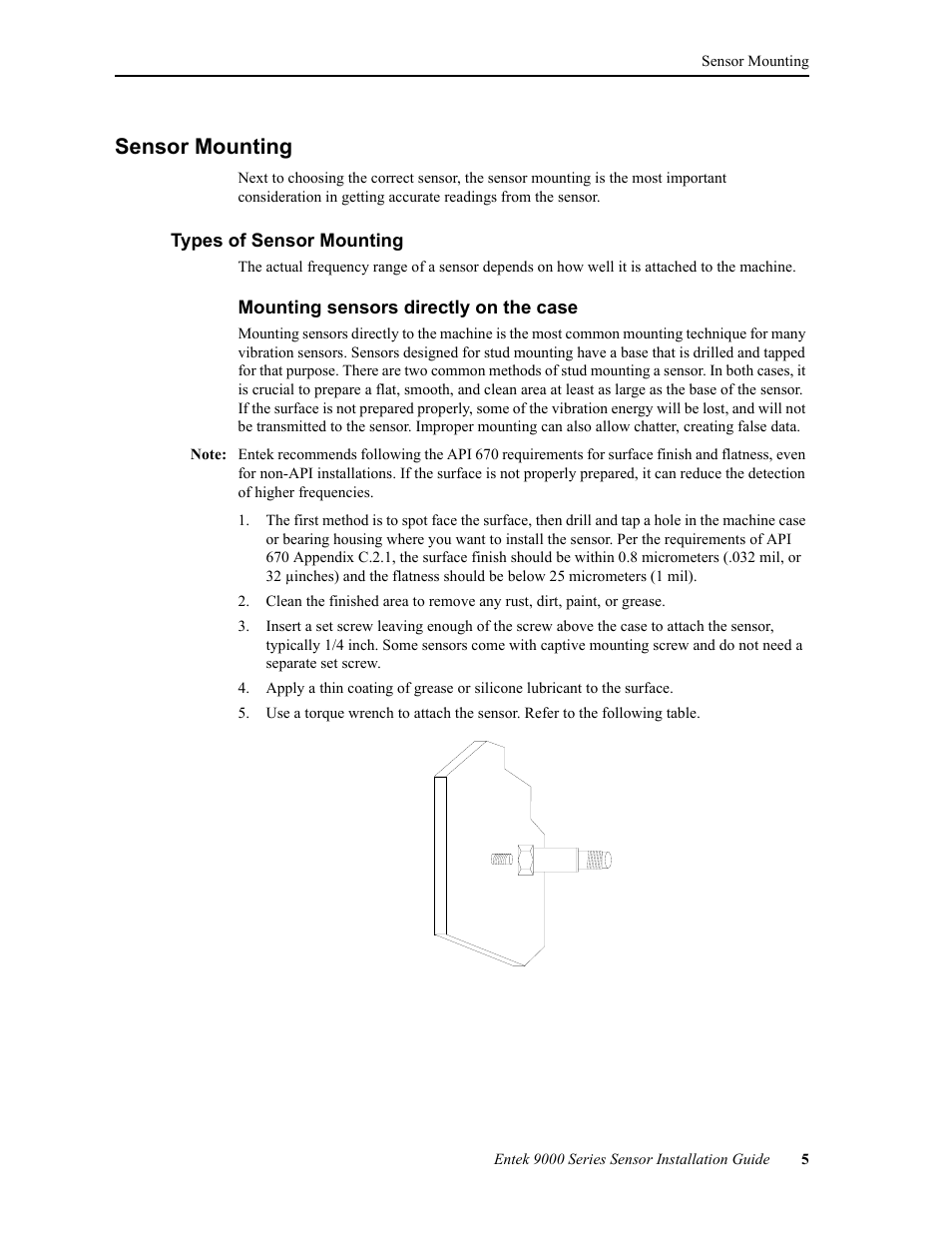 Sensor mounting, Types of sensor mounting, Mounting sensors directly on the case | Rockwell Automation 9000 Series Sensor User Manual | Page 13 / 30