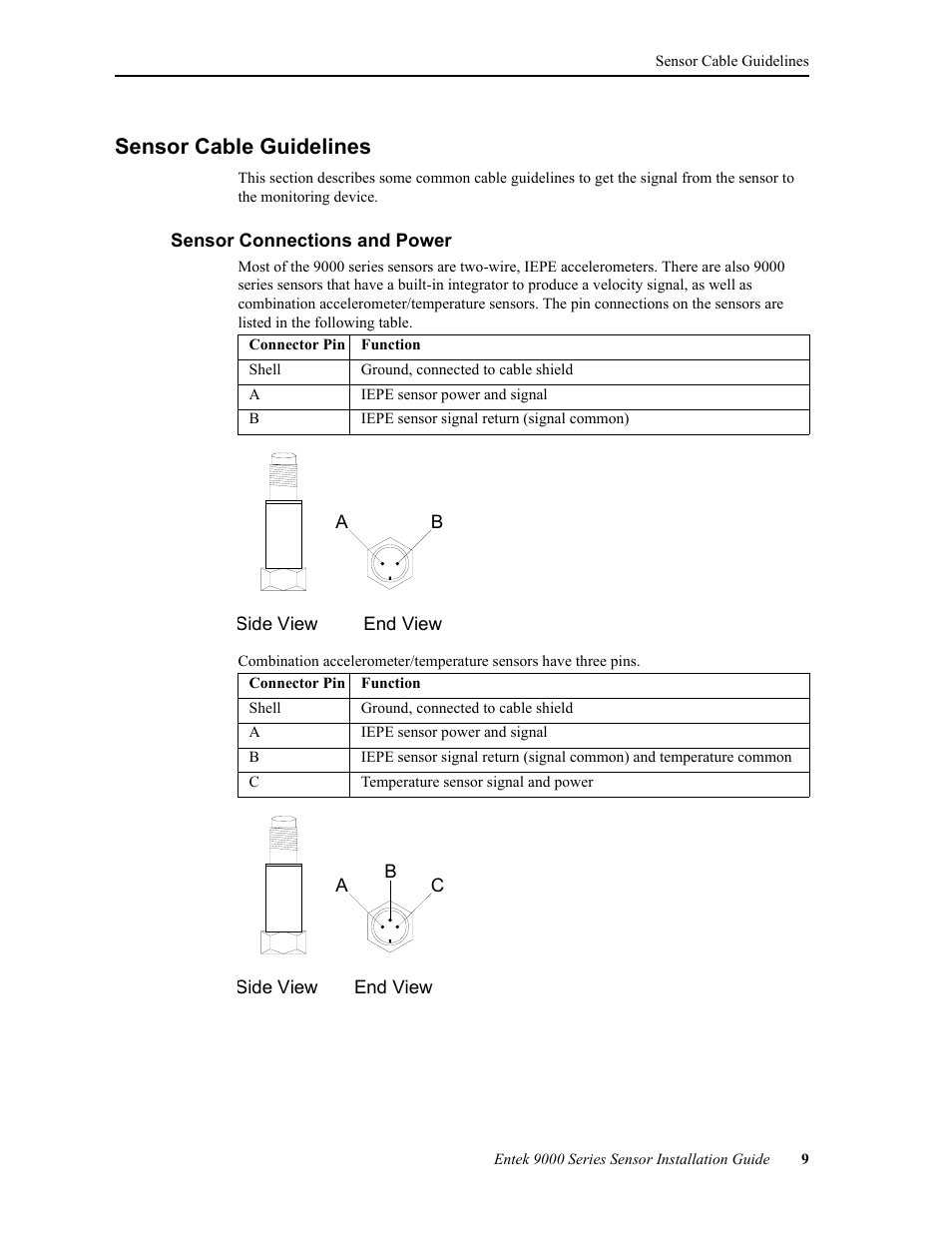 Sensor cable guidelines, Sensor connections and power | Rockwell Automation 9000 Series Sensor User Manual | Page 17 / 30