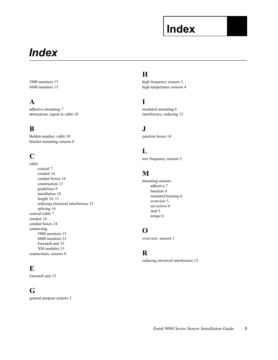 Index | Rockwell Automation 9000 Series Sensor User Manual | Page 29 / 30