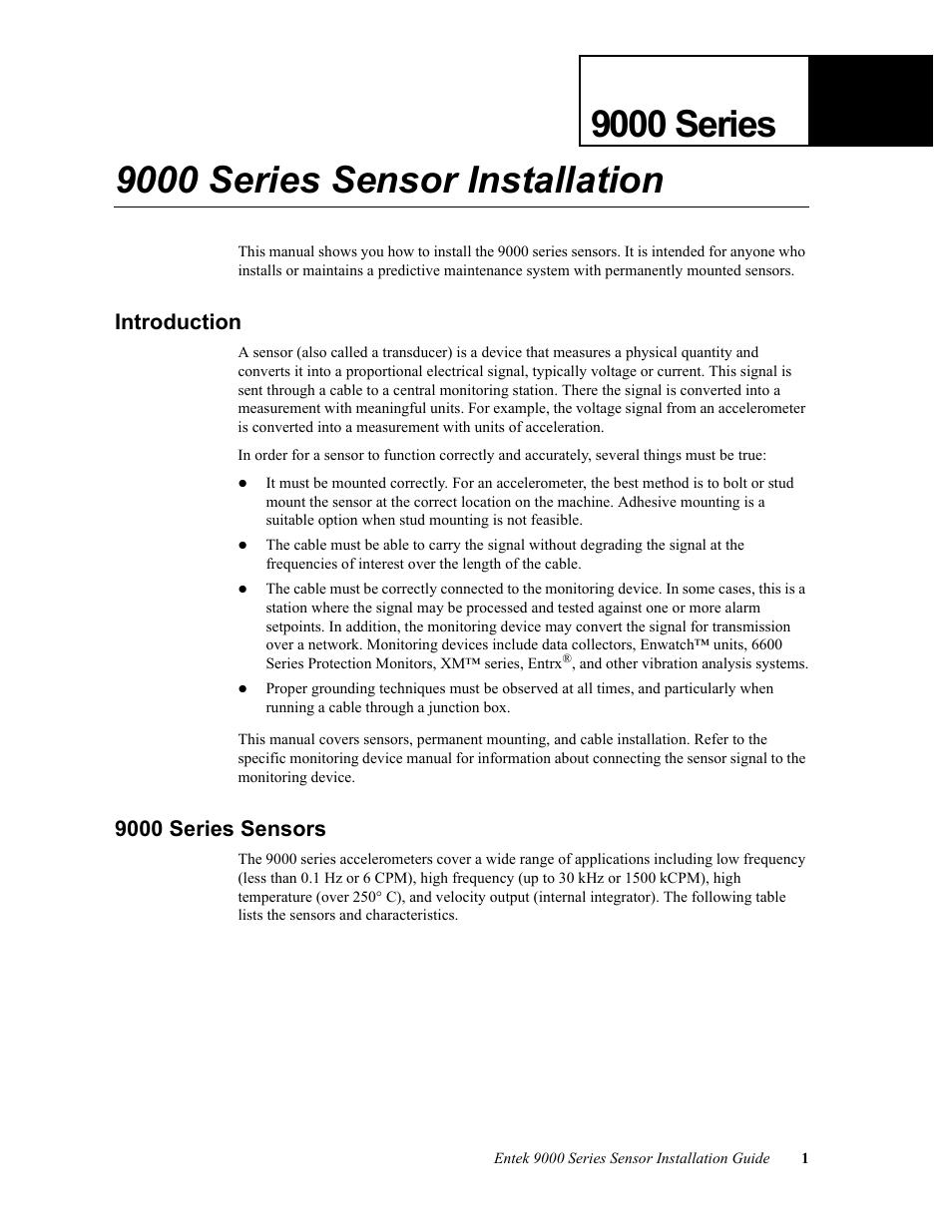 Introduction, 9000 series sensors | Rockwell Automation 9000 Series Sensor User Manual | Page 9 / 30