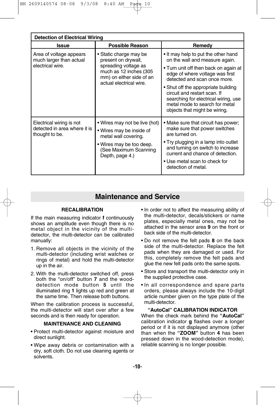 Maintenance and service | Bosch Multi-Detector DMD4 User Manual | Page 10 / 32