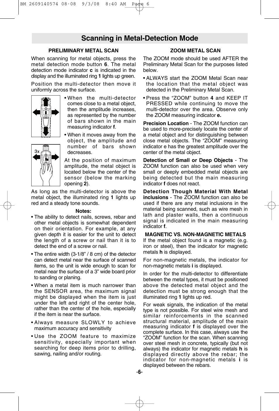 Scanning in metal-detection mode | Bosch Multi-Detector DMD4 User Manual | Page 6 / 32