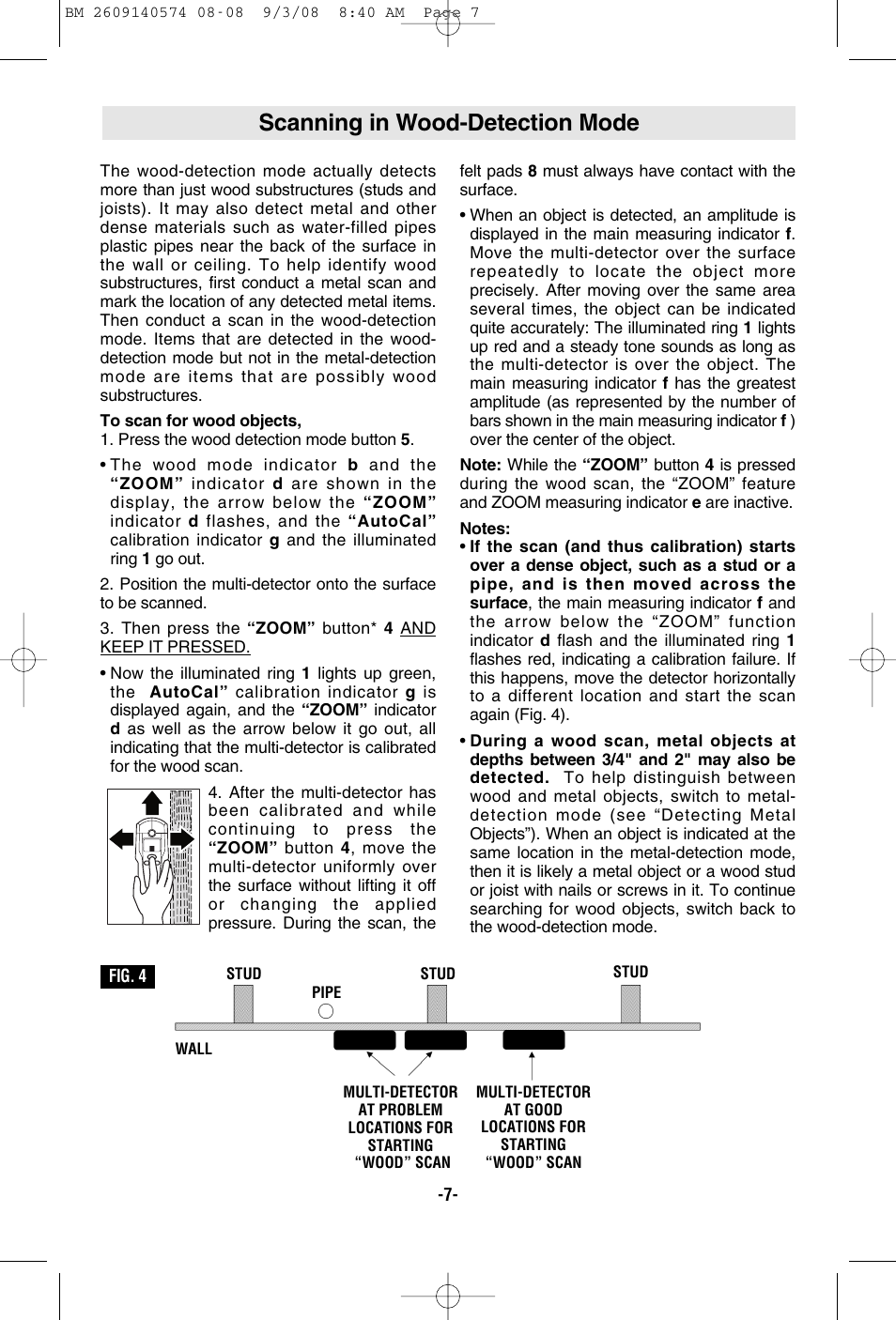 Scanning in wood-detection mode | Bosch Multi-Detector DMD4 User Manual | Page 7 / 32