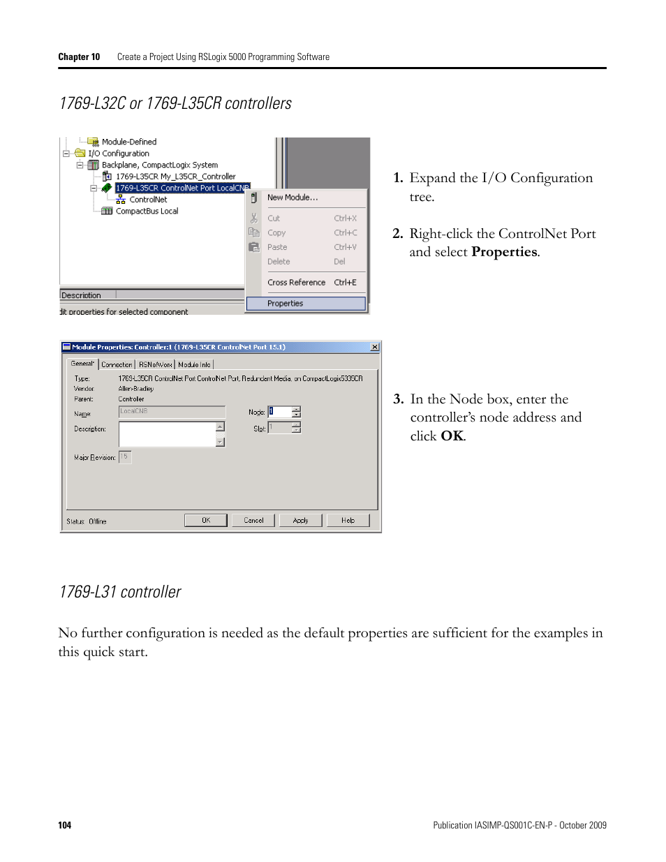 Rockwell Automation 1769-L3xx CompactLogix System Quick Start User Manual | Page 104 / 219