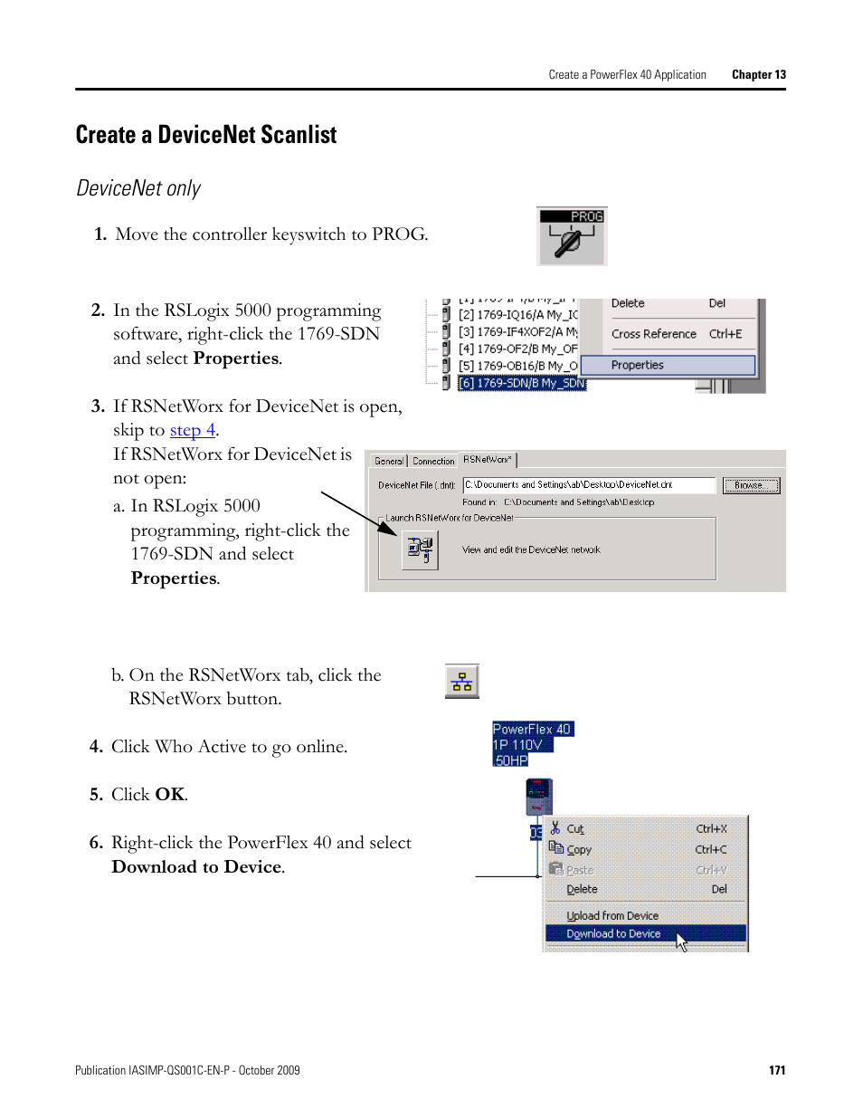 Create a devicenet scanlist, Create a, Devicenet | Scanlist, Devicenet only | Rockwell Automation 1769-L3xx CompactLogix System Quick Start User Manual | Page 171 / 219