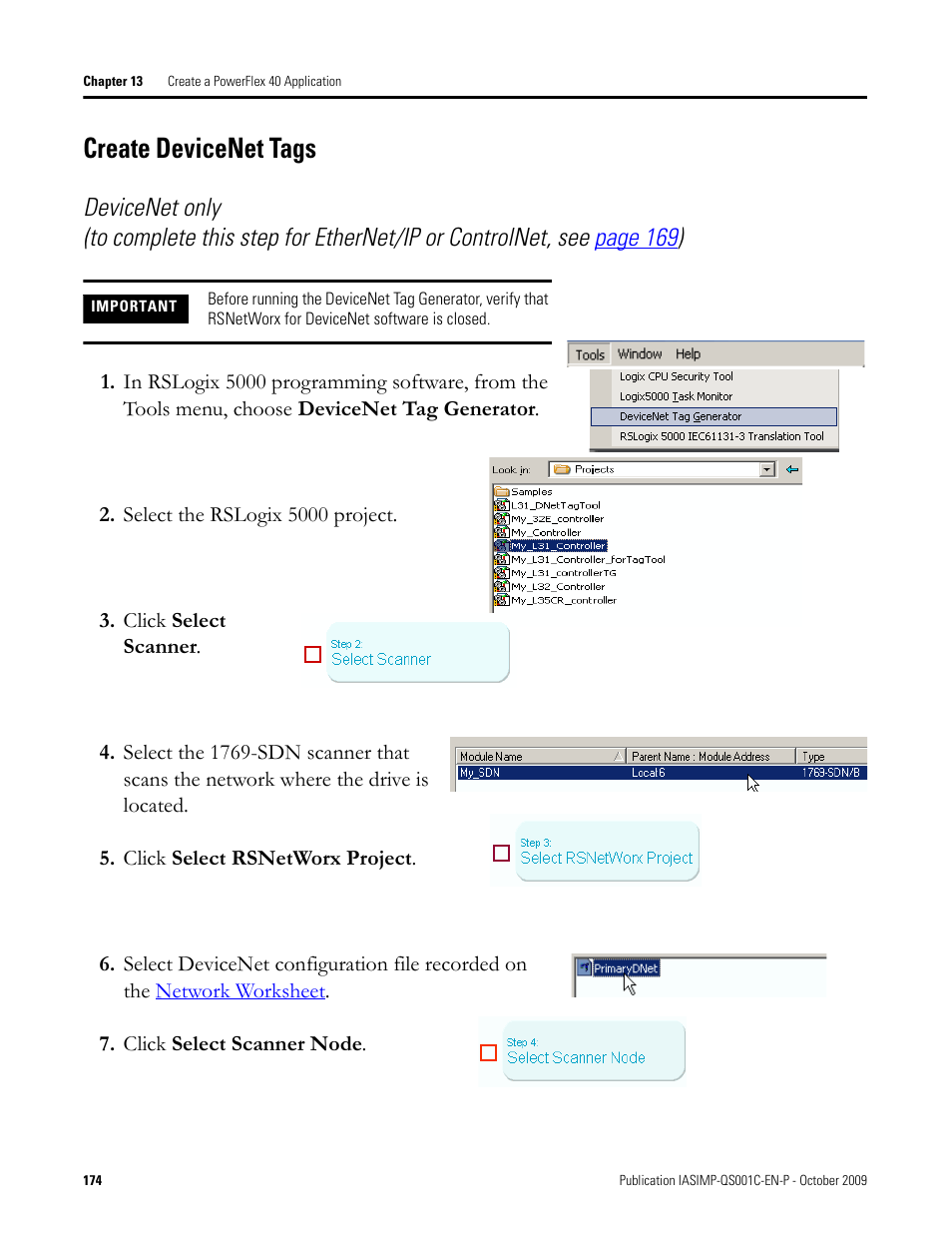 Create devicenet tags, Create devicenet, Tags | Rockwell Automation 1769-L3xx CompactLogix System Quick Start User Manual | Page 174 / 219