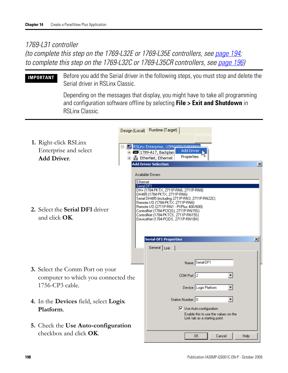 Rockwell Automation 1769-L3xx CompactLogix System Quick Start User Manual | Page 198 / 219