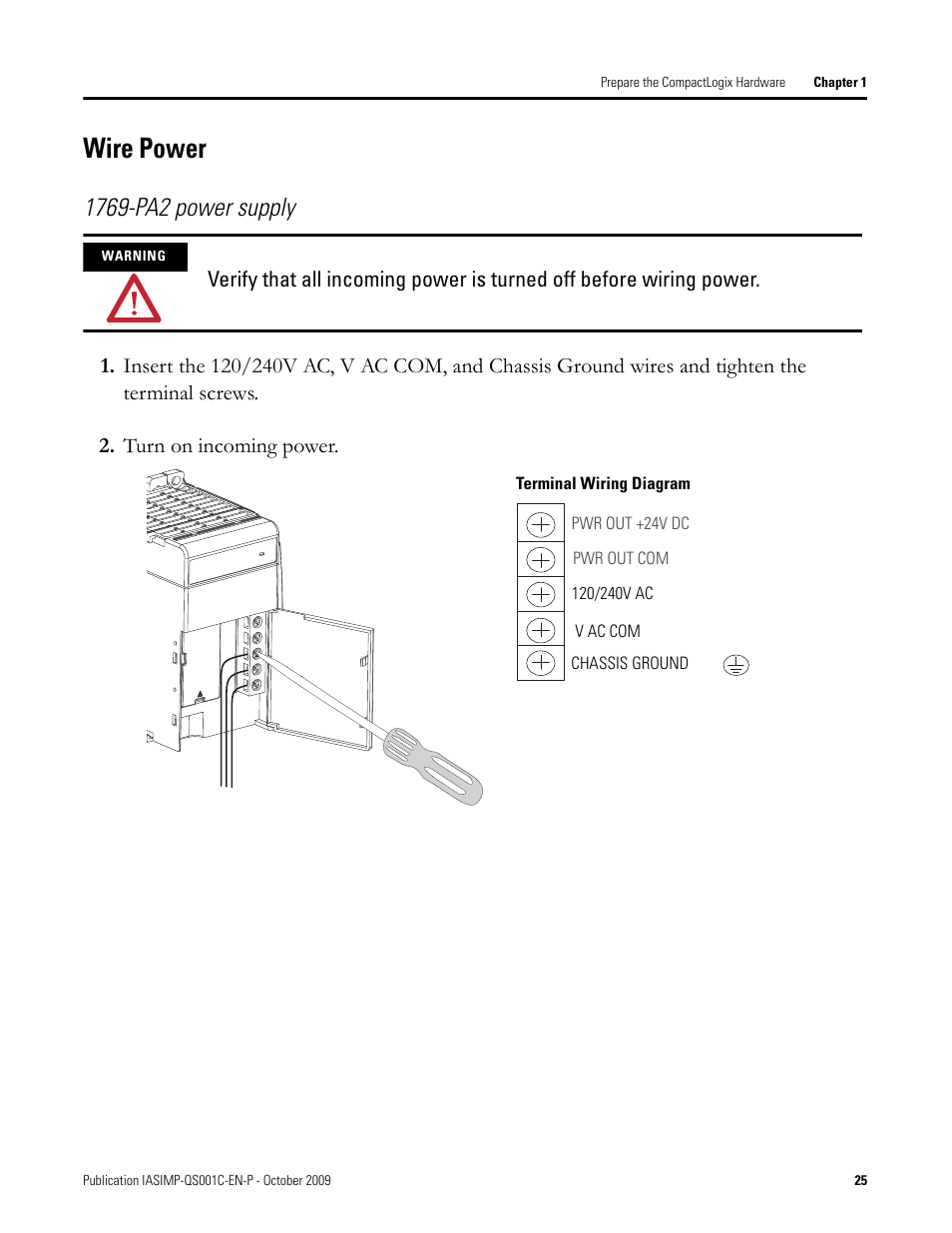 Wire power | Rockwell Automation 1769-L3xx CompactLogix System Quick Start User Manual | Page 25 / 219