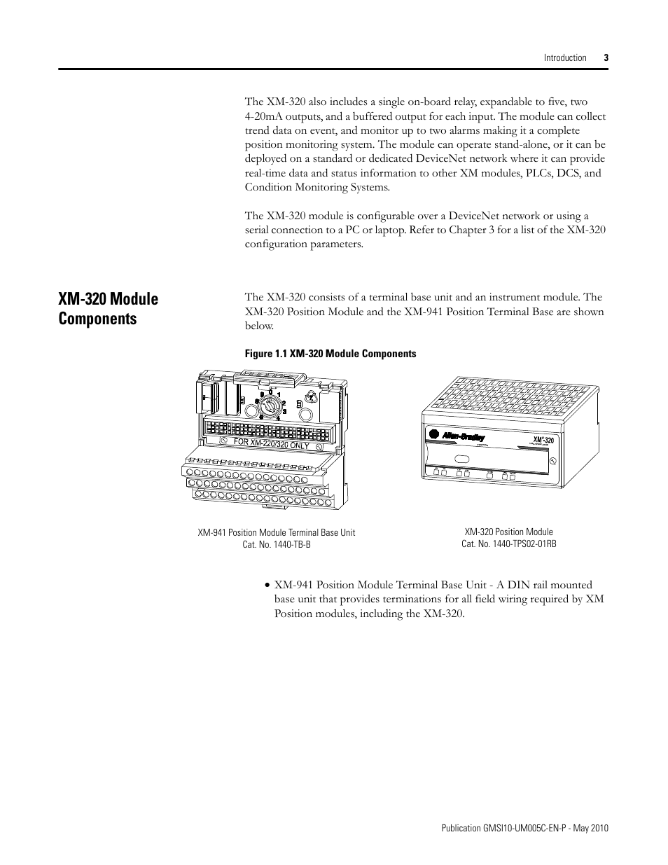 Xm-320 module components | Rockwell Automation 1440-TPS02-01RB XM-320 Position Module User Manual | Page 11 / 127