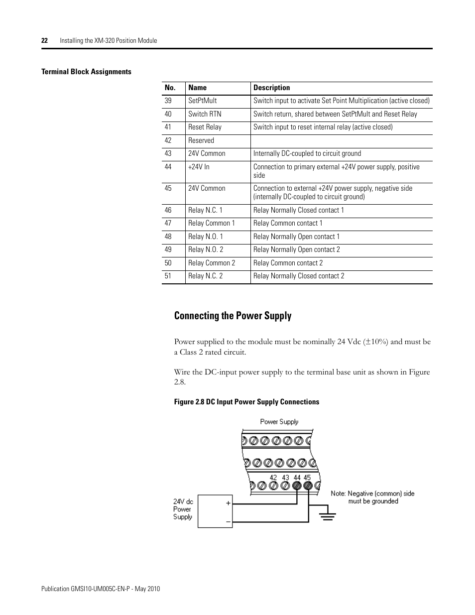 Connecting the power supply | Rockwell Automation 1440-TPS02-01RB XM-320 Position Module User Manual | Page 30 / 127