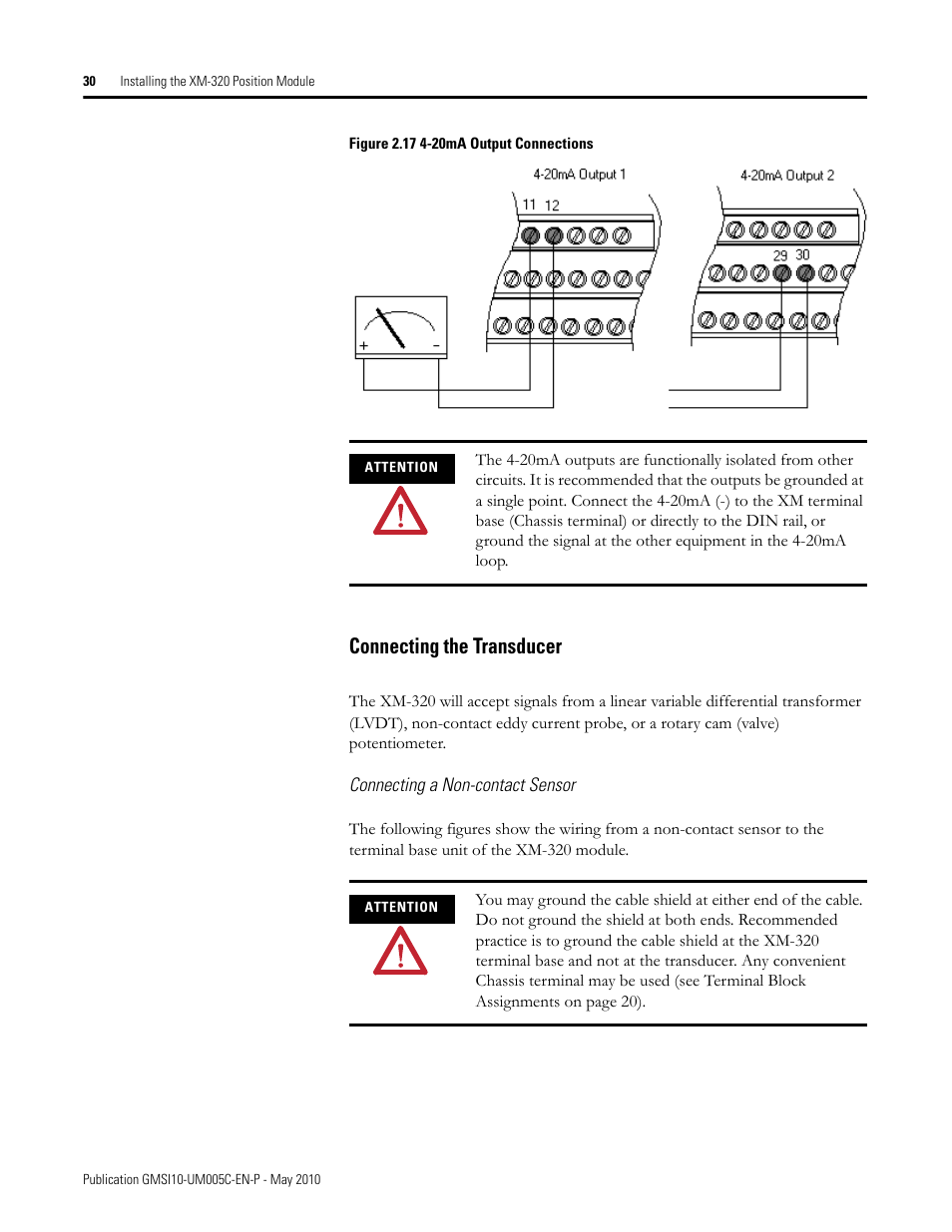 Connecting the transducer | Rockwell Automation 1440-TPS02-01RB XM-320 Position Module User Manual | Page 38 / 127