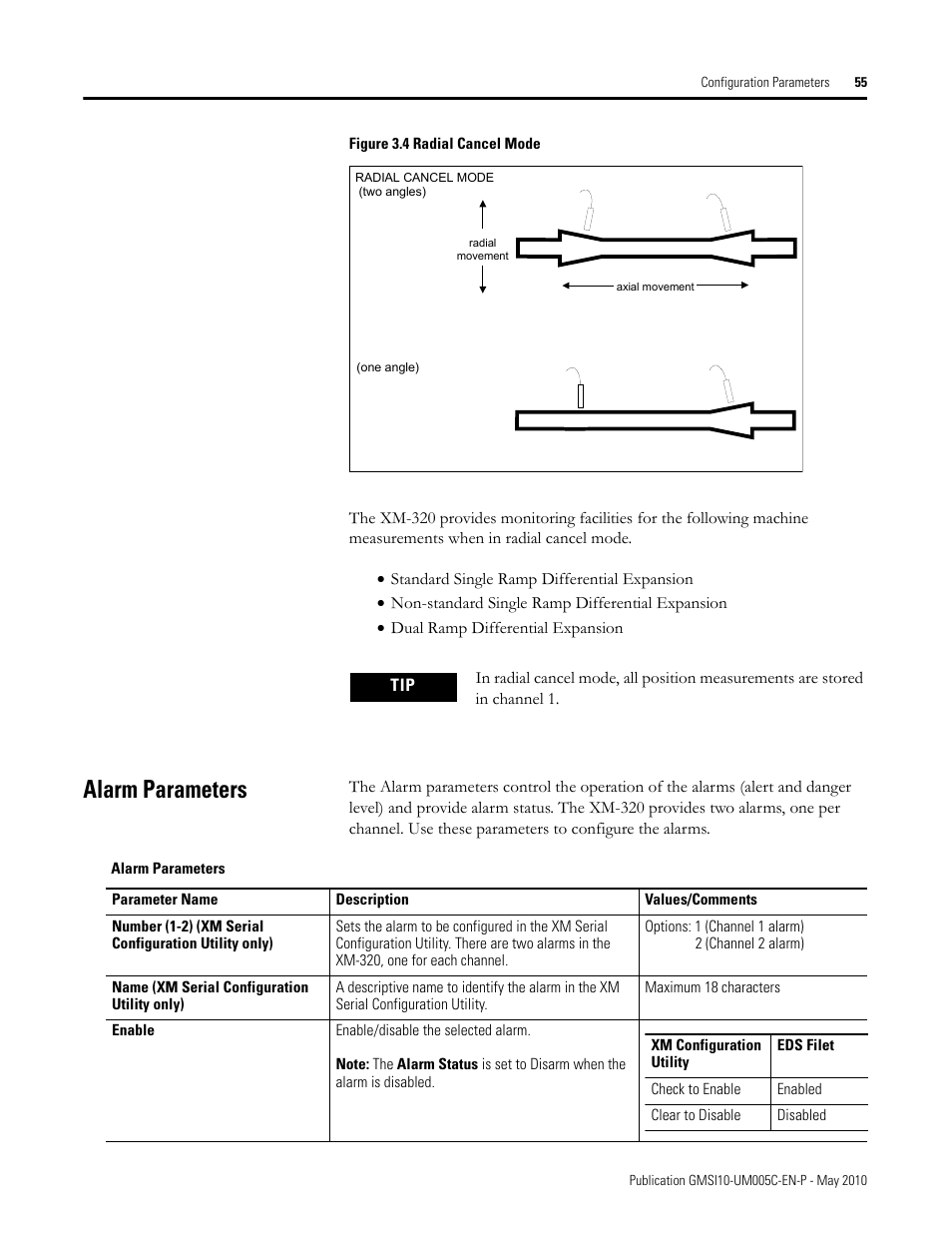 Alarm parameters | Rockwell Automation 1440-TPS02-01RB XM-320 Position Module User Manual | Page 63 / 127